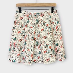 GAP Floral Print Box Pleated Skirt Pockets Teal Coral Size 2